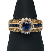 K18YG イエローゴールド サファイア0.45ct ダイヤ リング 指輪 レディース 11.5号 【中古】